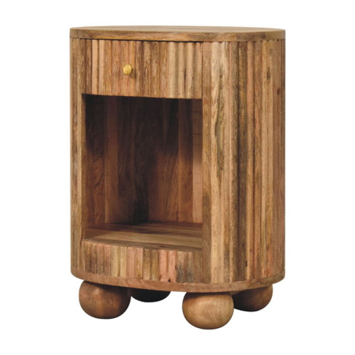 Soba - Ball Open Slot Bedside Table - Light Brown