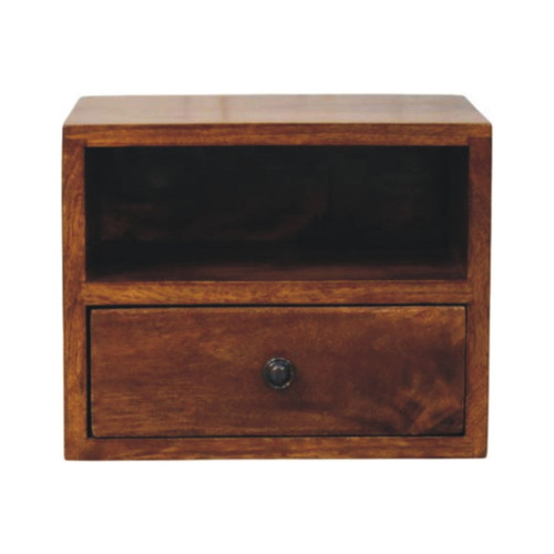 Solis - 1 Drawer Wall Mounted Nightstand - Brown