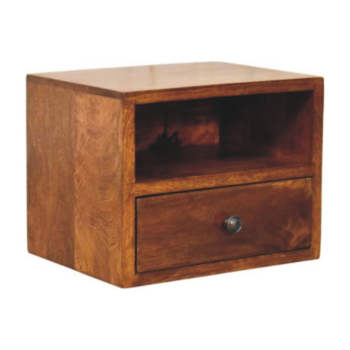 Solis - 1 Drawer Wall Mounted Nightstand - Brown
