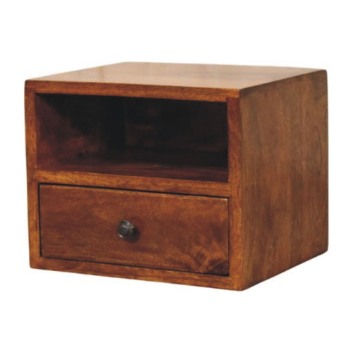 Solis - 1 Drawer Wall Mounted Nightstand - Brown