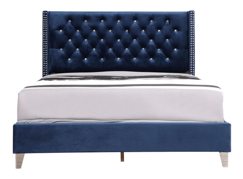 Full Upholstered Bed Transitional - Navy Blue