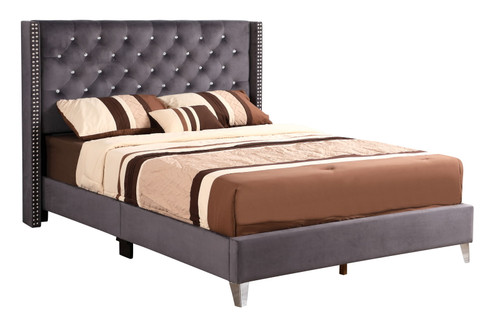 Queen Upholstered Bed Chic - Gray
