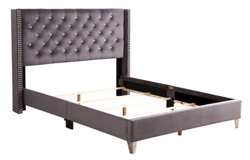 Queen Upholstered Bed Chic - Gray