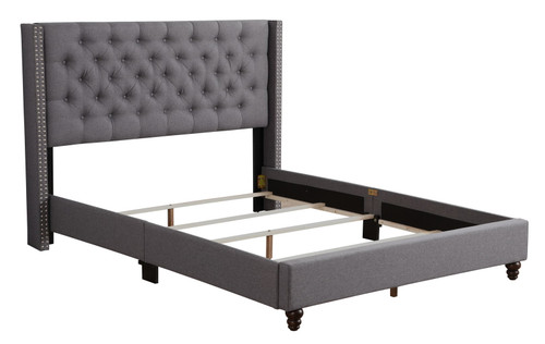 Queen Transitional Upholstered Bed - Gray