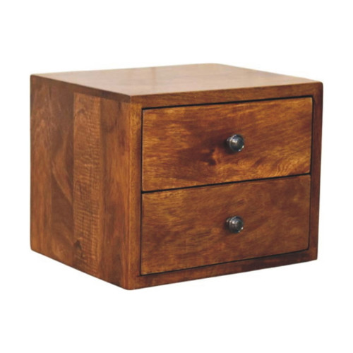 Solis - 2 Drawer Wall Mounted Nightstand - Brown