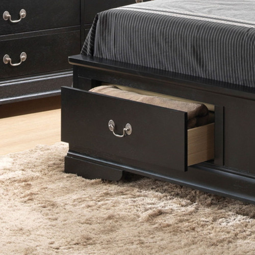 Louis Phillipe - Queen Storage Elegant Bed - Black