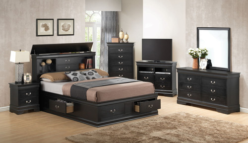 Louis Phillipe - Queen Storage Bed - Black