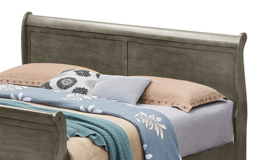 Queen Bed Panel Sleigh - Gray