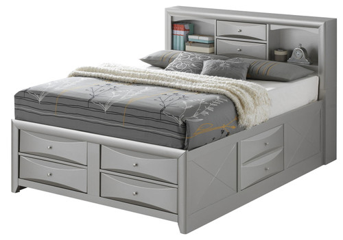 Marilla - King Storage Bed - Silver Champagne