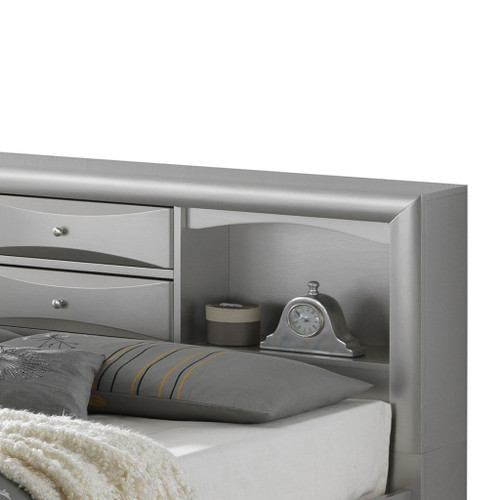 Marilla - King Storage Bed - Silver Champagne