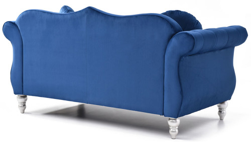 Chic Transitional Upholstered Loveseat - Navy Blue