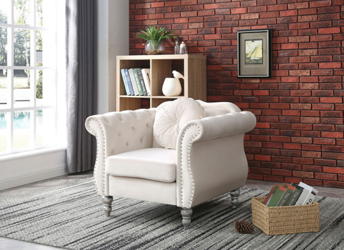 Elegant Transitional Flared Armchair - Ivory