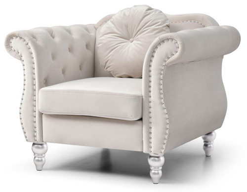 Elegant Transitional Flared Armchair - Ivory