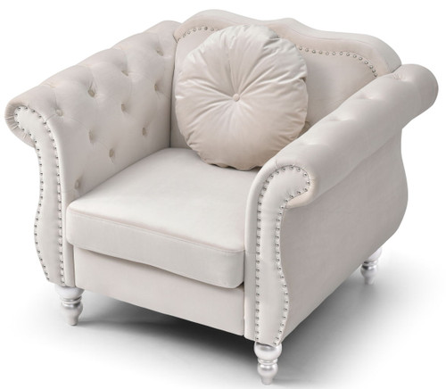 Elegant Transitional Flared Armchair - Ivory