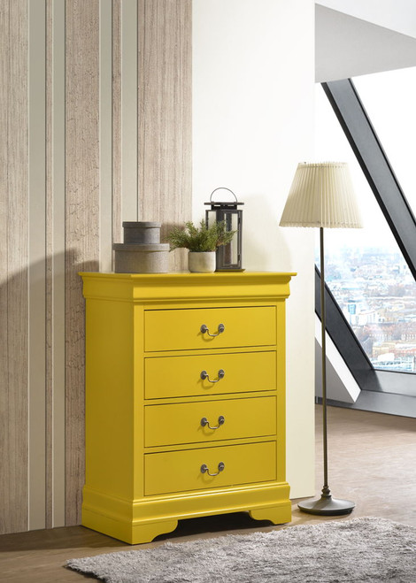4 Drawer Chest Traditional Style - Yellow