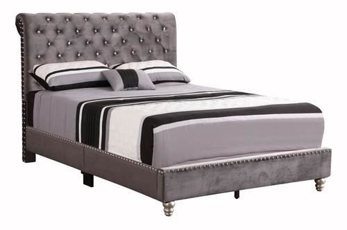 Tufted Upholstered Bed - Gray