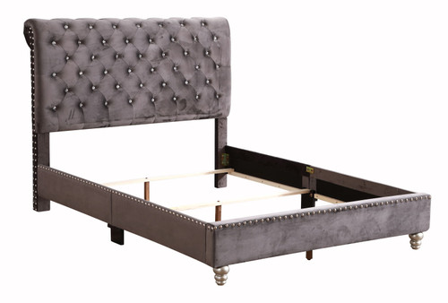 Tufted Upholstered Bed - Gray