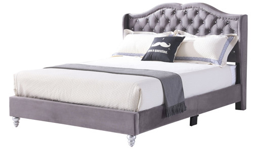 Queen Upholstered Transitional Bed - Gray