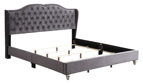 Queen Upholstered Transitional Bed - Gray