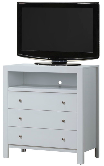 Elegant Transitional Media Chest - White