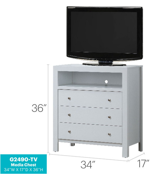 Elegant Transitional Media Chest - White