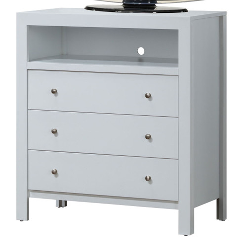 Elegant Transitional Media Chest - White