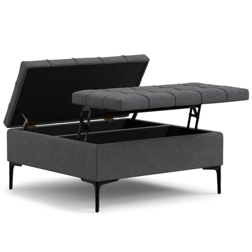 Laura - Lift Top Storage Ottoman - Gray