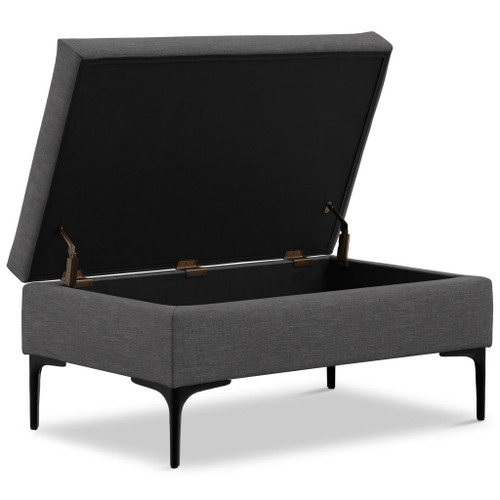 Rebecca - Rectangular Coffee Table Storage Ottoman With Lift Up Lid - Gray