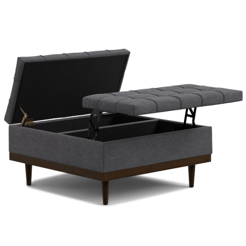 Mariah - Lift Top Table Storage Ottoman - Gray