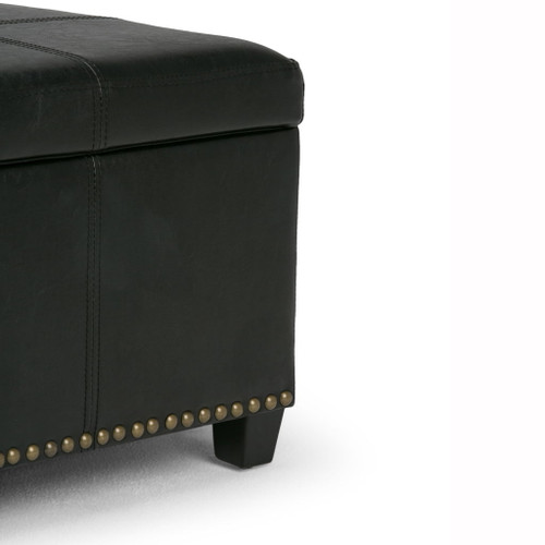Kingsley - Large Storage Ottoman - Midnight Black