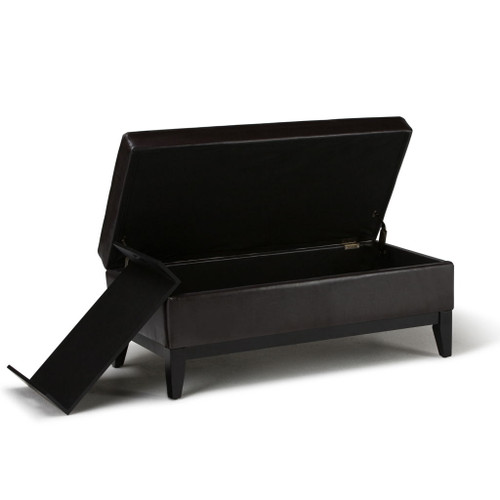 Oregon - Storage Ottoman Bench With Tray - Tanners Brown