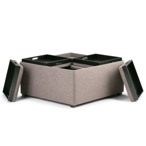 Avalon - Square Coffee Table Storage Ottoman - Fawn Brown