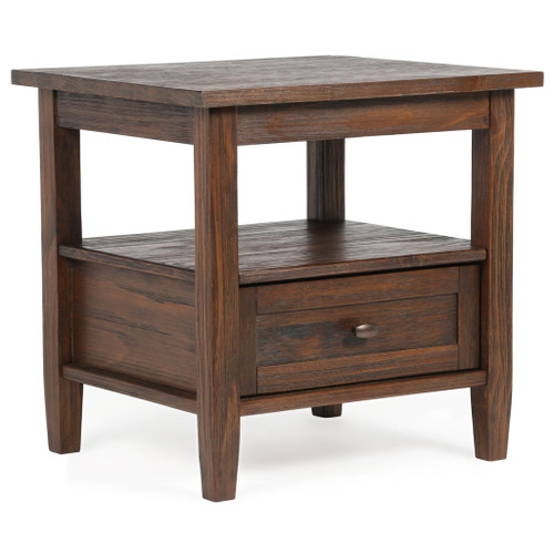 Warm Shaker - End Table - Distressed Charcoal Brown