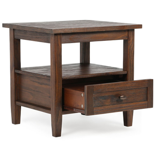Warm Shaker - End Table - Distressed Charcoal Brown