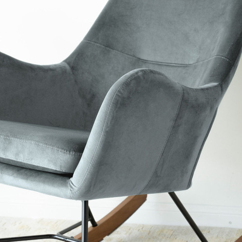 Chel - Velvet Rocking Chair - Light Gray