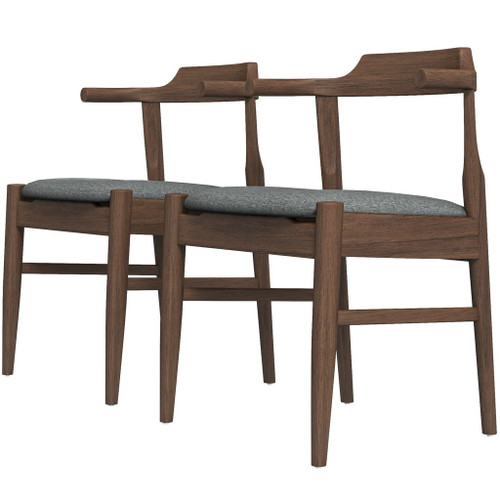 Leon - Mid-Century Modern Dining Chair (Set of 2) - Brown / Light Gray