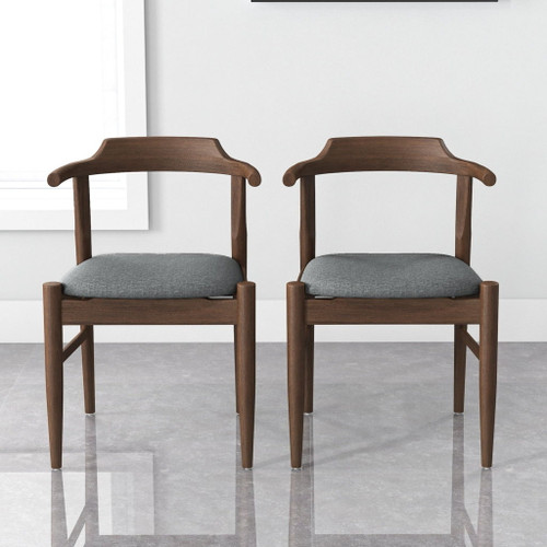 Leon - Mid-Century Modern Dining Chair (Set of 2) - Brown / Light Gray
