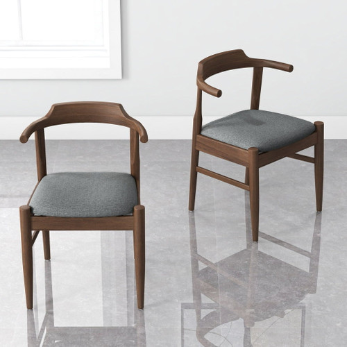 Leon - Mid-Century Modern Dining Chair (Set of 2) - Brown / Light Gray