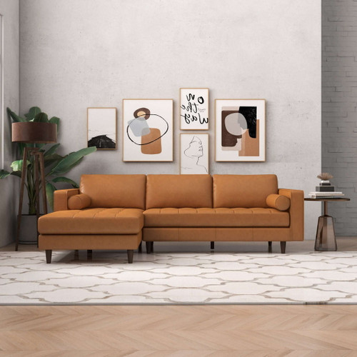 Anthony - Corner Sectional Sofa Left Facing - Orange