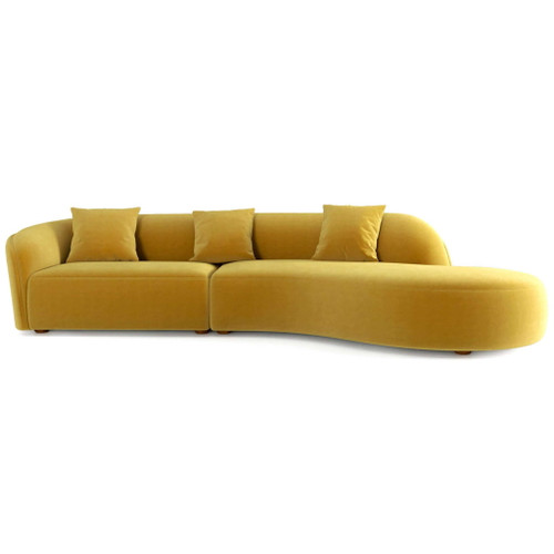 Elijah - Japandi Style Curvy Sectional Sofa - Yellow