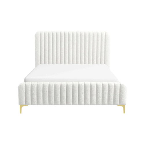 Valery - King Size Platform Bed - Cream