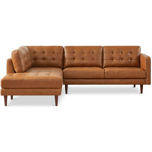 Lucco - Left Facing Sectional - Cognac Tan