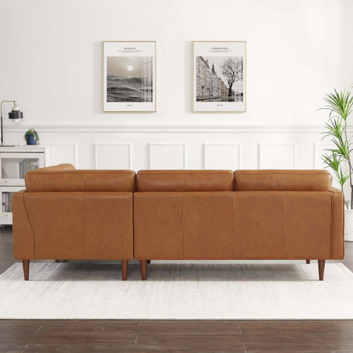 Lucco - Left Facing Sectional - Cognac Tan