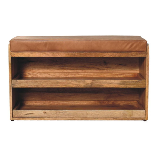 Buffalo - Hide Pull Out Shoe Storage Bench - Oak