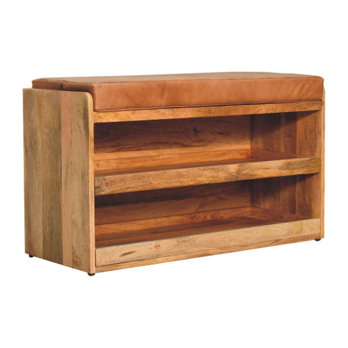 Buffalo - Hide Pull Out Shoe Storage Bench - Oak