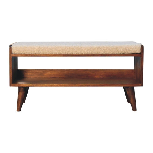 Boucle Nordic Storage Bench - Chestnut