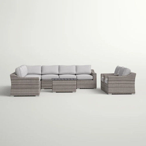 Modern 8 Person Outdoor Seating Group With Cushions - Gray Mix