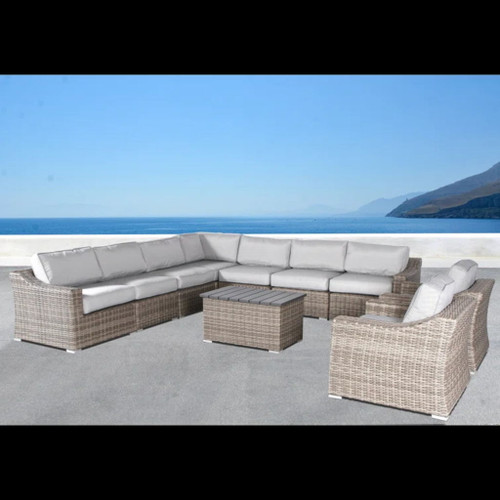 Modern 8 Person Outdoor Seating Group With Cushions - Gray Mix