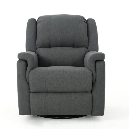 Glider Recliner With Swivel, Manual Reclining Chair - Charcoal
