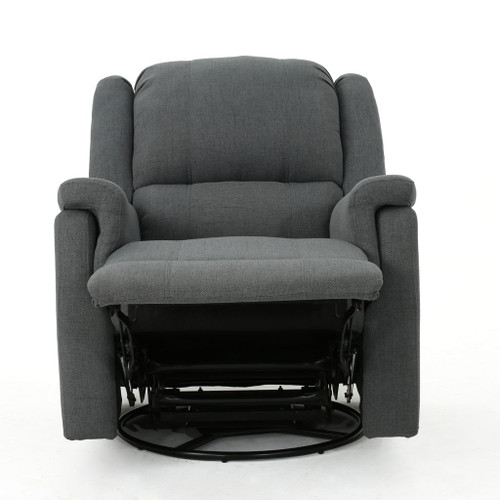 Glider Recliner With Swivel, Manual Reclining Chair - Charcoal